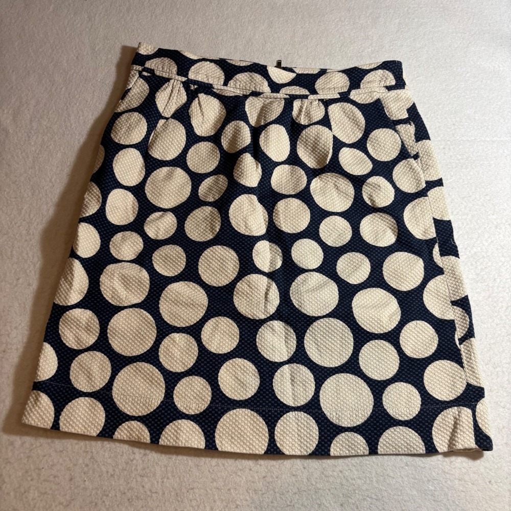 Boden Navy and Cream Polka Dot A-Line Skirt